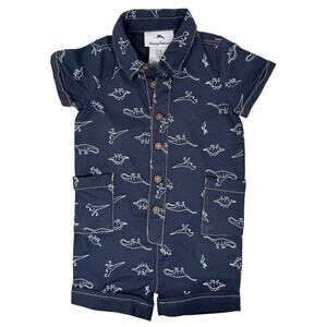 Tommy Bahama Baby Boys 3-6 Dinosaur Romper Navy Snap One Piece Summer